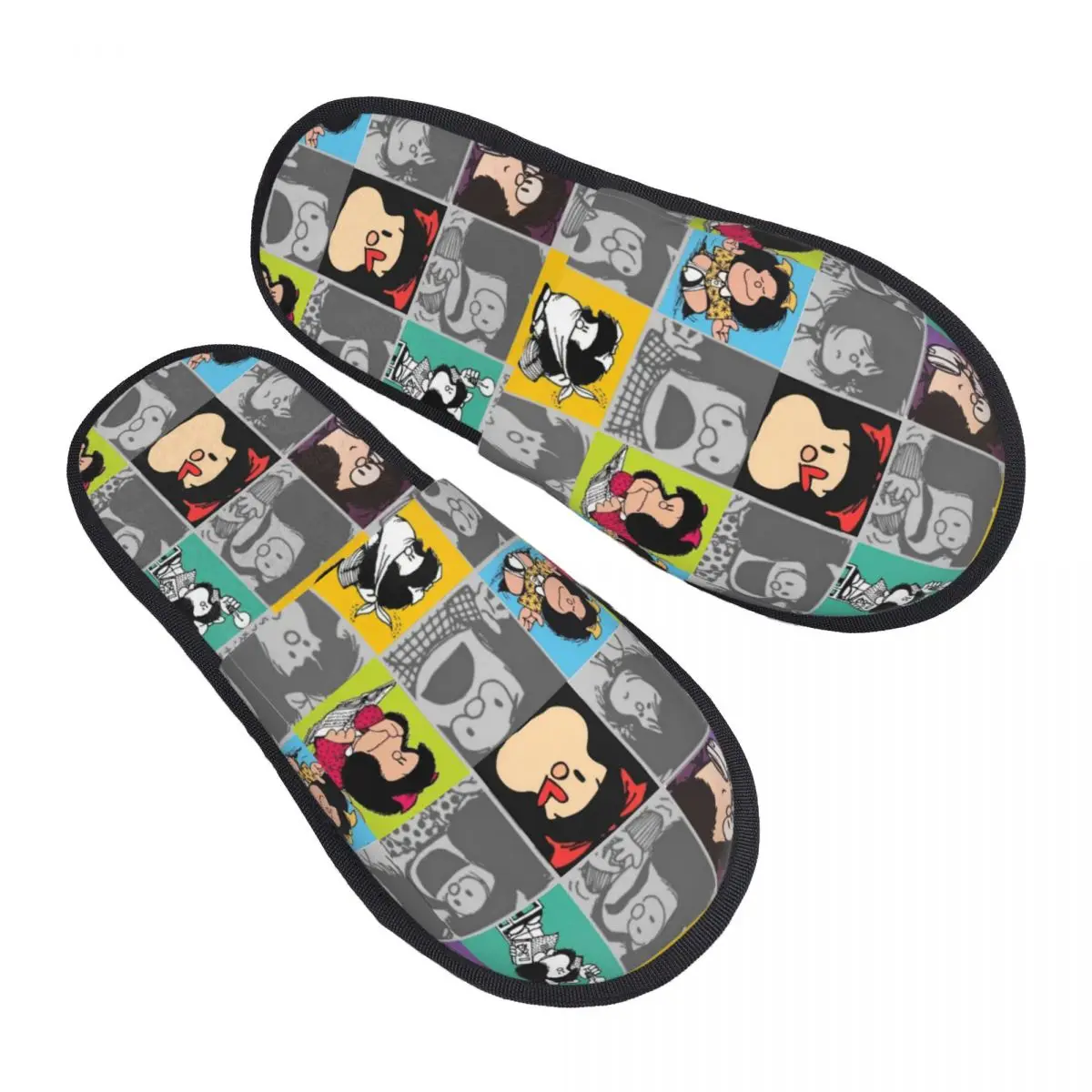 

Custom Cute Mafalda Wallpaper Cozy Scuff With Memory Foam Slippers Women Bedroom House Shoes