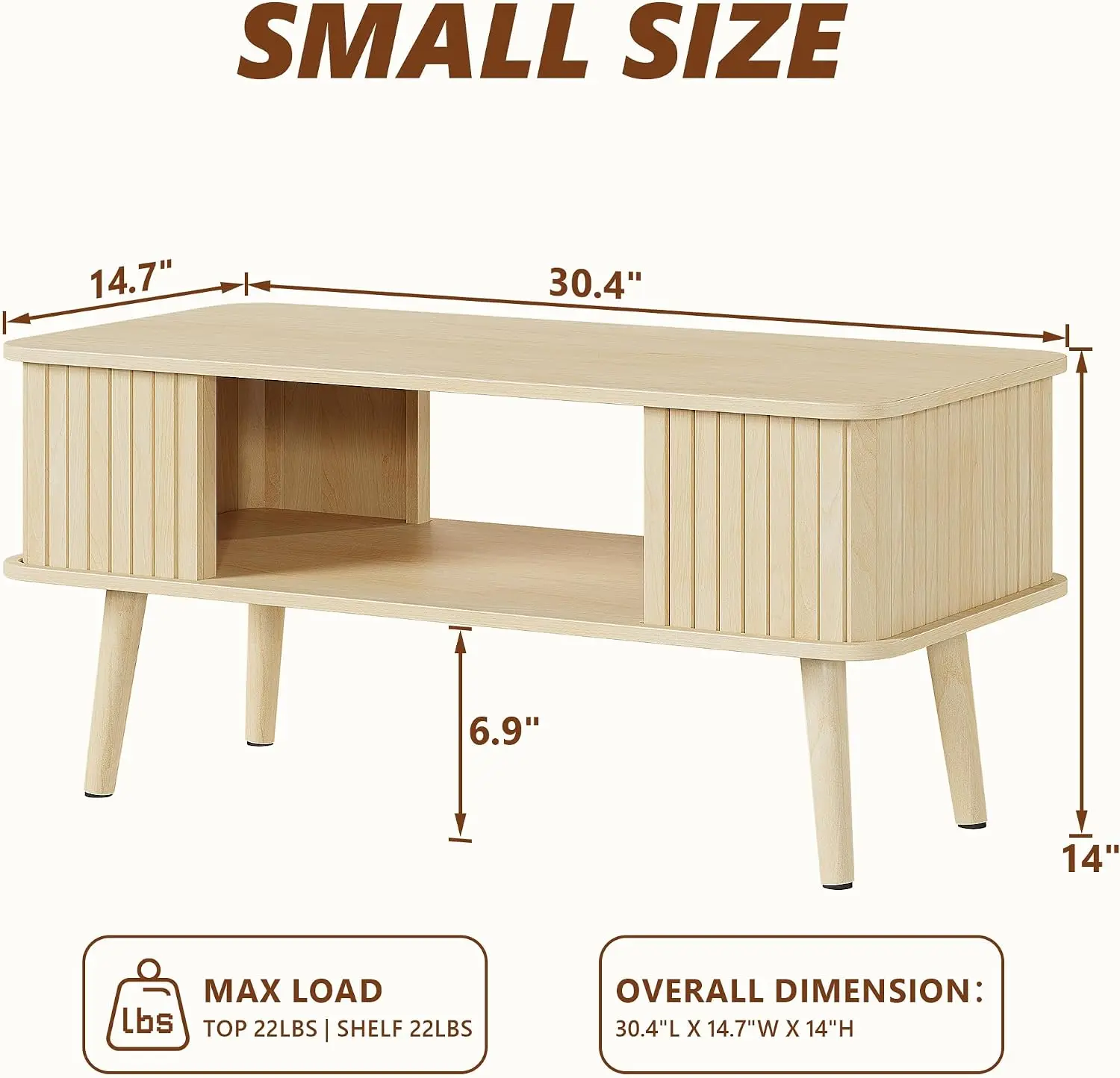 Rectangular Coffee Table with Built-in Storage Compartment for Living Room, Modern Center Table for Small Spaces and Apartments