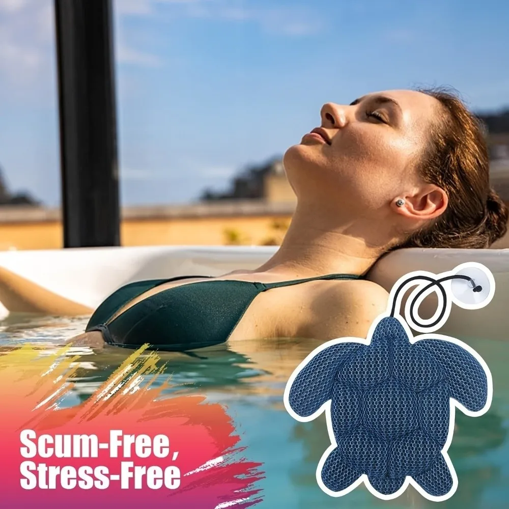 Leicht zu reinigender Whirlpool-Abschaumabsorber in Schildkrötenform, umweltfreundlich, niedliche Badewannen-Wasserreiniger, wiederverwendbarer schwimmender Schaum-Ballbecken