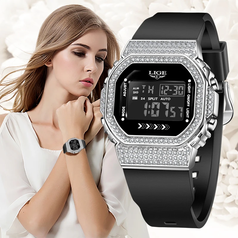 

LIGE New Fashion Women Electronic Watch Waterproof Bracelet Wristwatch Quartz Calendar Lady Watches Date Clock Relogio Feminino