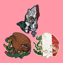 Mexico Flags Pins Cool Cartoon Eagle Badges Brooches for Clothing Enamel Pin Metal Badges Jewelry Accessories Gifts for Friends