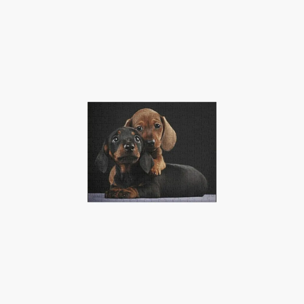 

Dachshund Dog portrait photo pupies Jigsaw Puzzle Wooden Compositions For Children