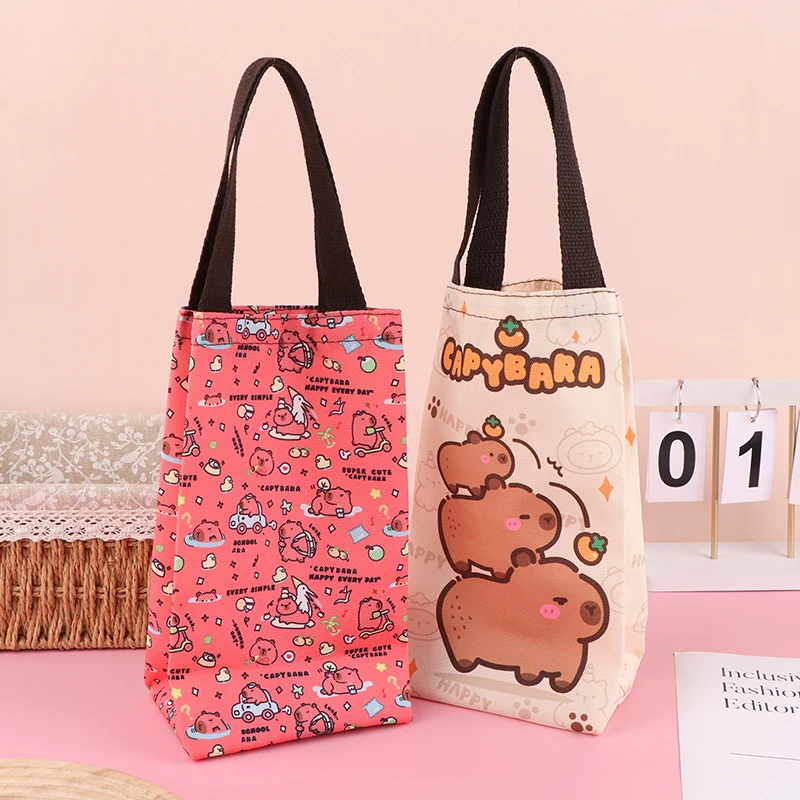 Cartoon Capybara Canvas Handbag Commuting Daily Tote Bag Portable Makeup Lipstick Bag Coin Purse Kid's Cup Bag Umbrella Bag