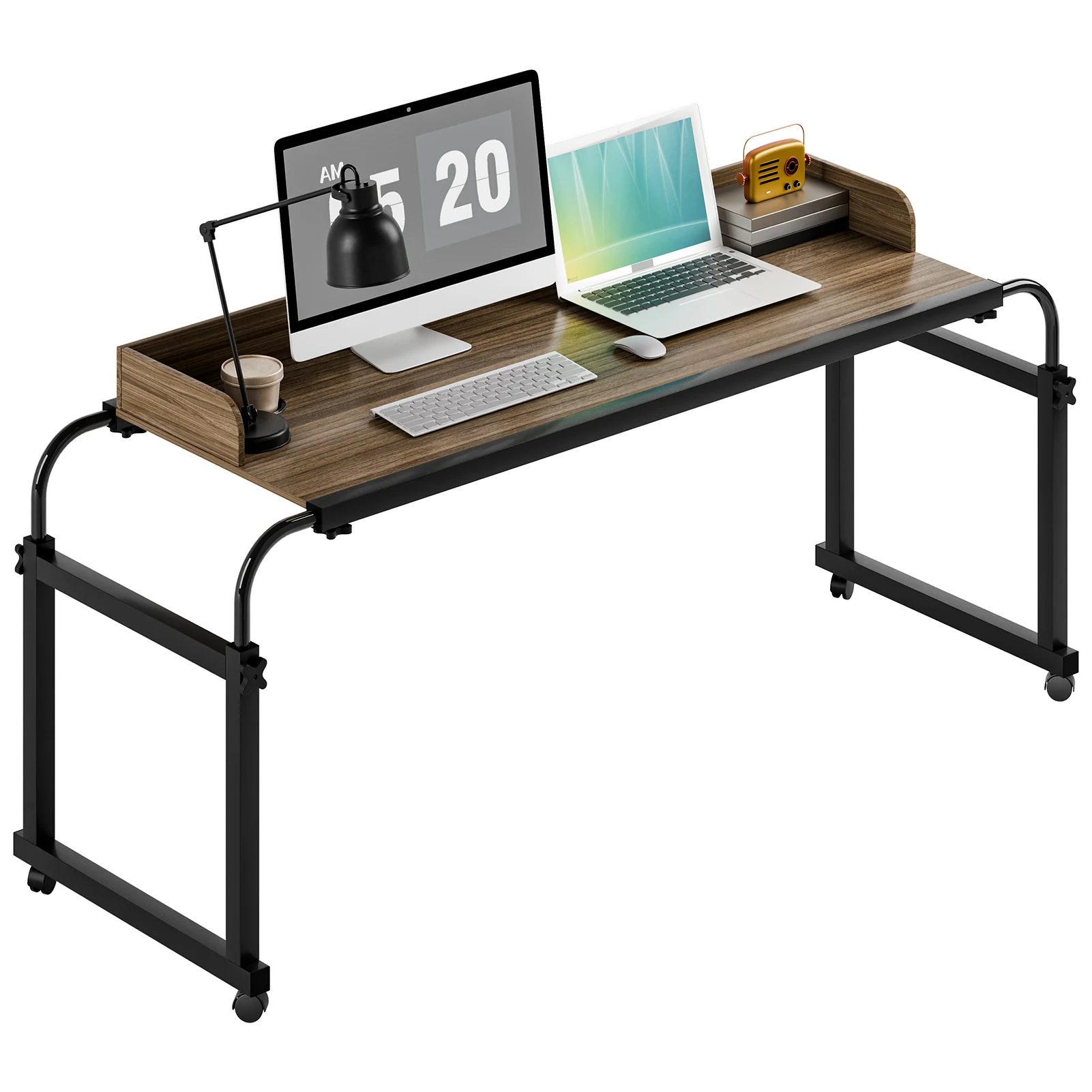 Portable Bedside Table,Adjustable Height And Length Bedside Computer Desk,Raised Panel, Widened And Lengthened Working Area