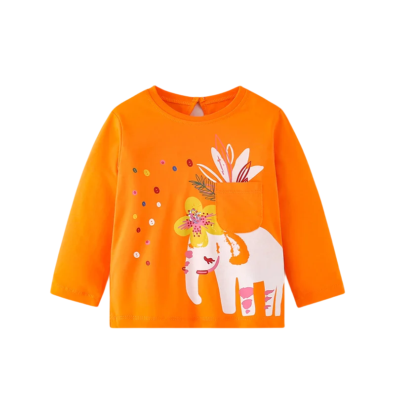 Jumping Meters-T-shirt à manches longues imprimé pour enfants, chemise bébé, vêtements à la mode, automne, printemps, filles, Nairobi, Orn, 2-7T