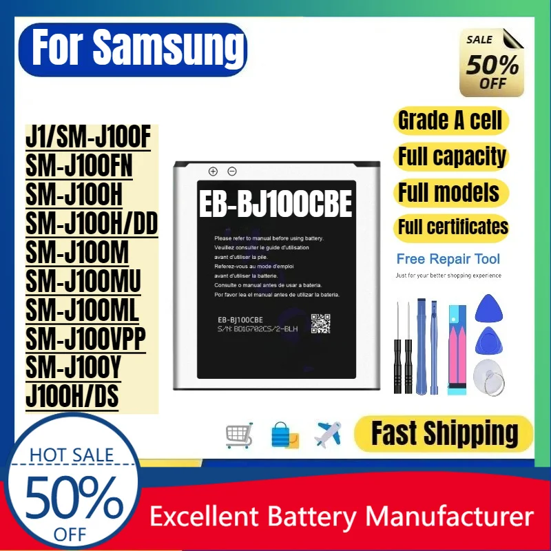 0 Cycle EB BJ100CBE Battery for Samsung Galaxy J1 J100F J100H J100M J100V Phone High Quality Replacement Li-ion Grade A Cell