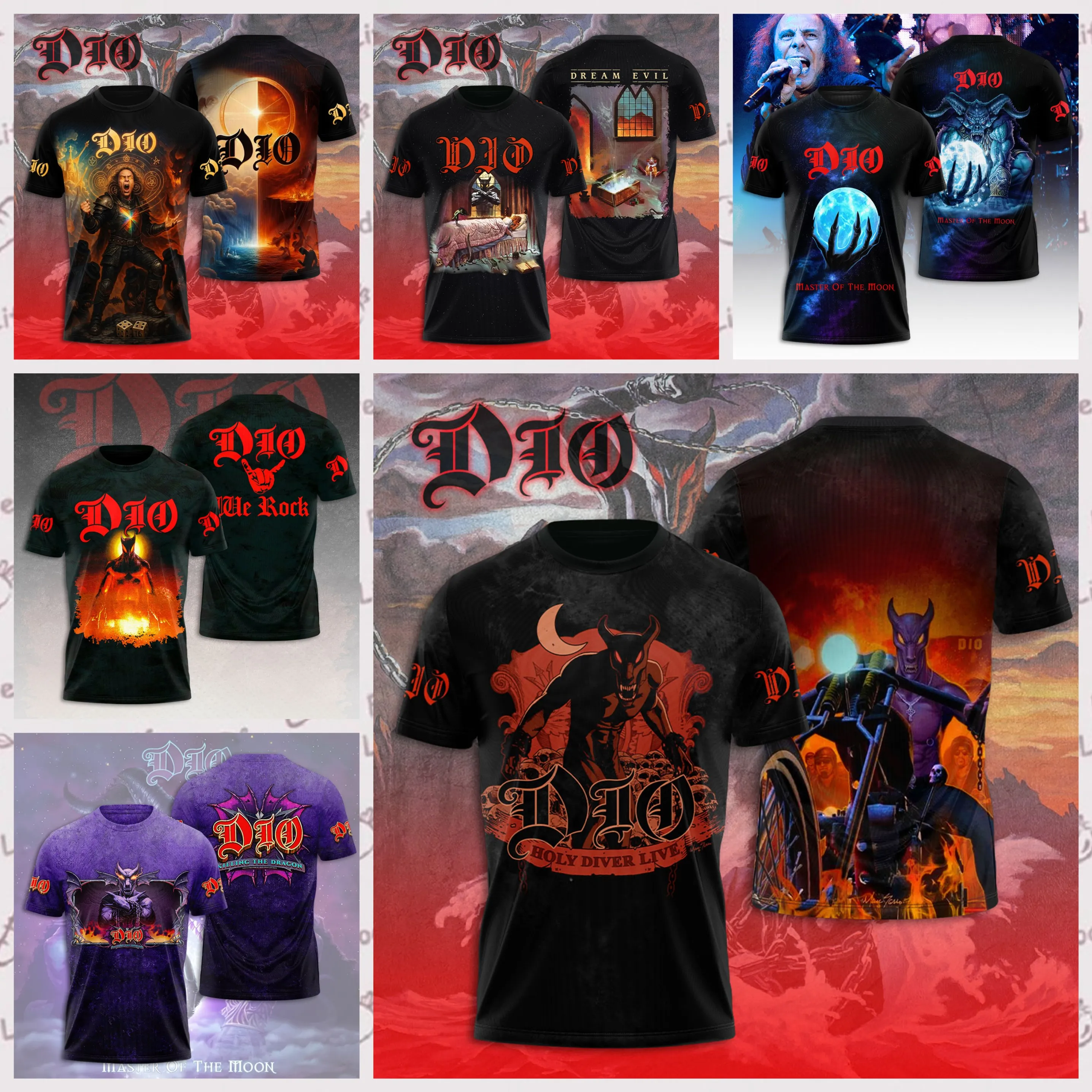 

Rock Fashion Men's T-shirt Heavy Metal Rock Dio Band 3D Printing Casual Street Hip-hop Trend Oversized Round Neck T-shirt