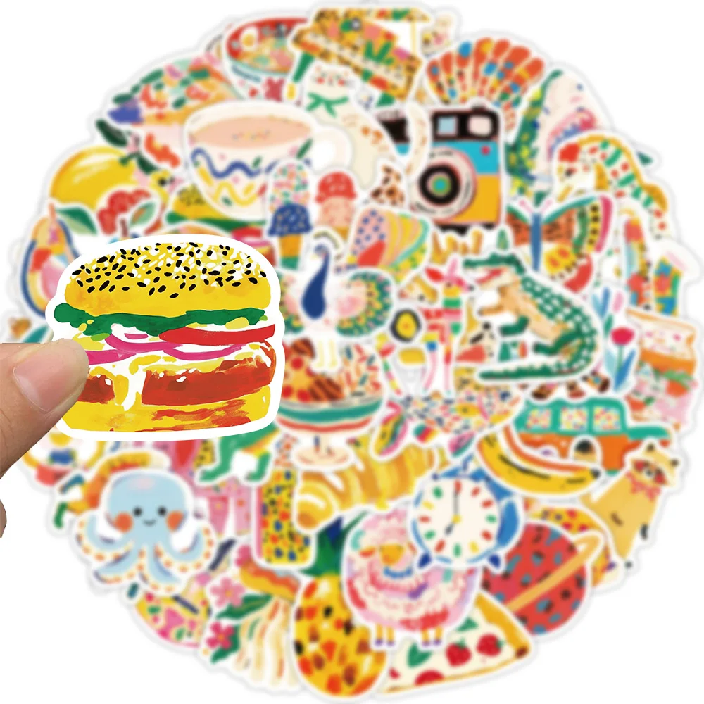 50개 만화 컬러 일러스트 그래피티 스티커 장식 기타 노트북 여행가방 전화 DIY 방수 스티커