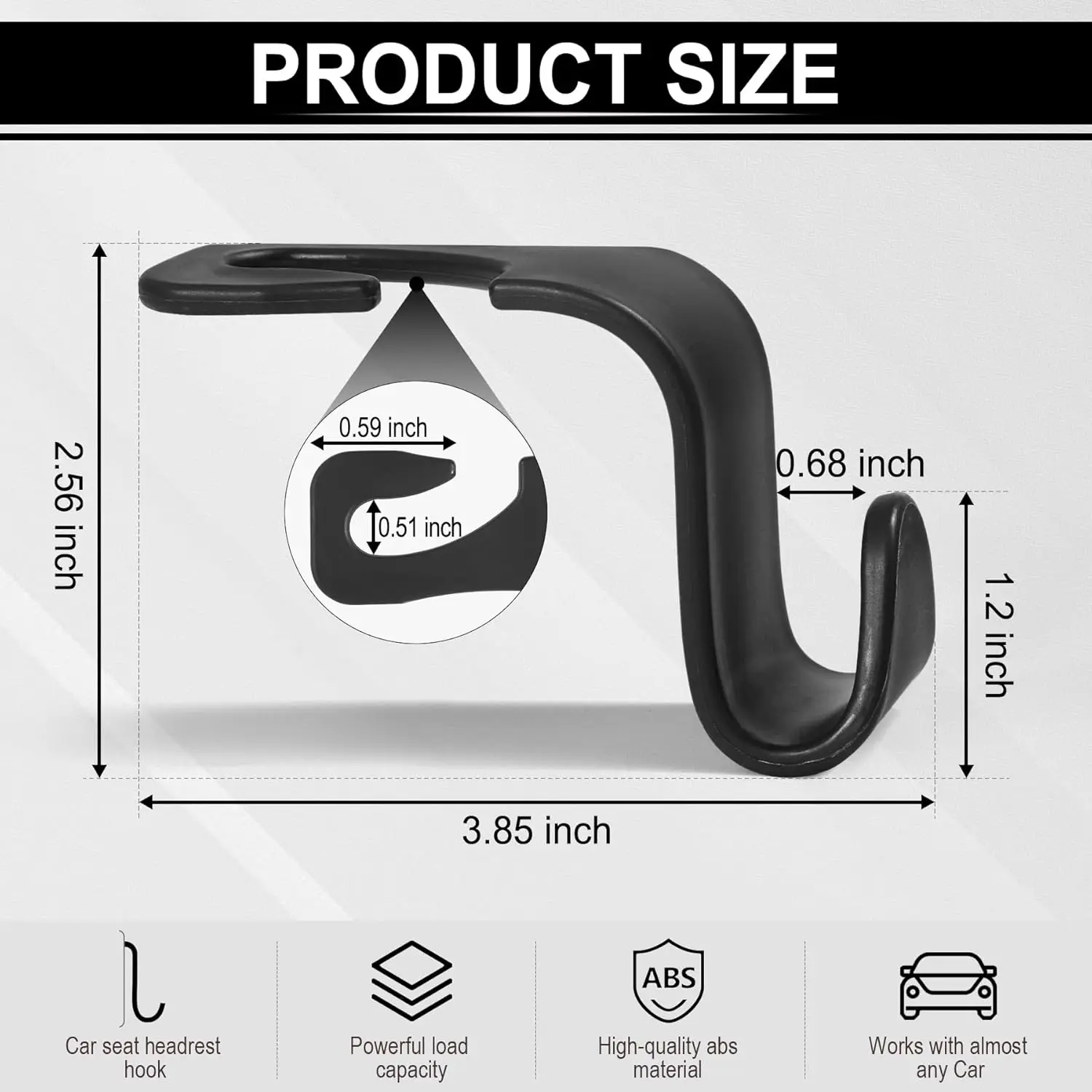 4 Car Hooks for Headrest - Keep Car Tidy, Hold Purses & Bags, Perfect for Family Travel & Daily Commute