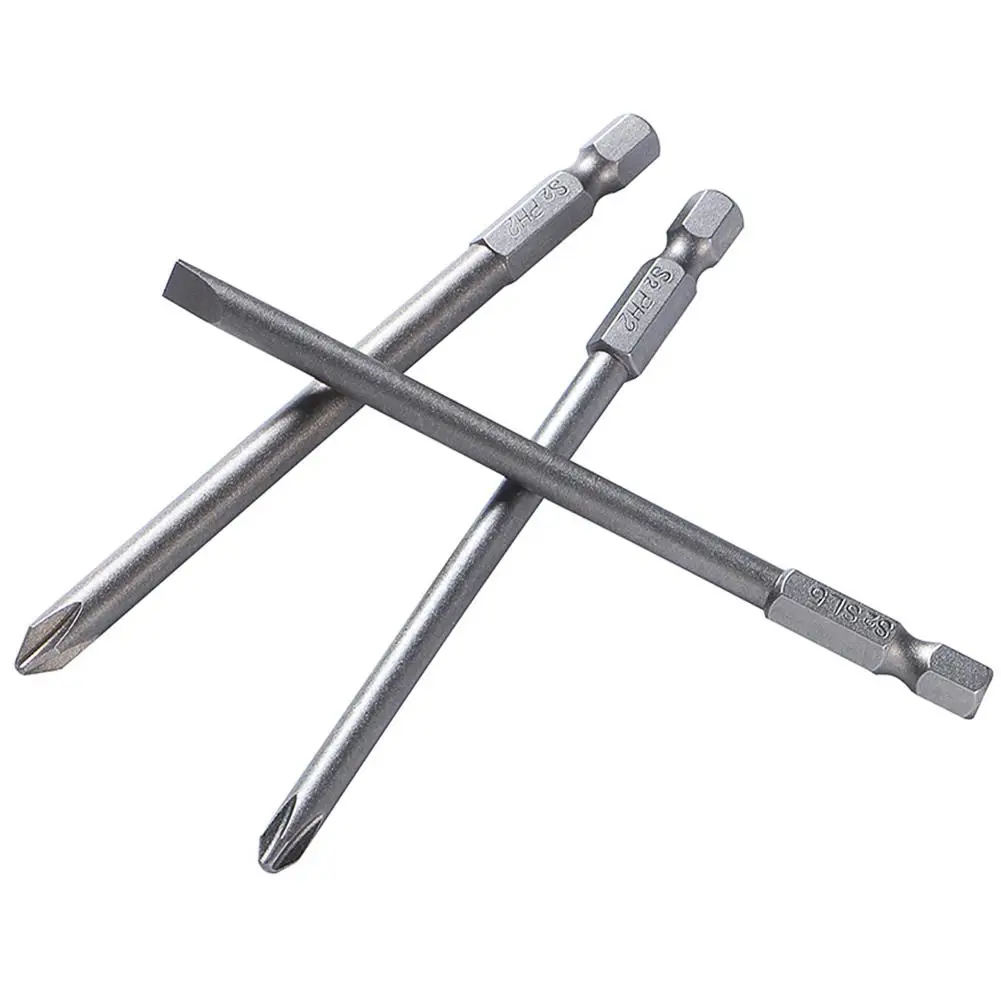 10pcs/set Straight Cross Shank Screwdriver Anti-rust 100mm Screwdriver Bit Set Wear-resistant Accessories Professional Supplies