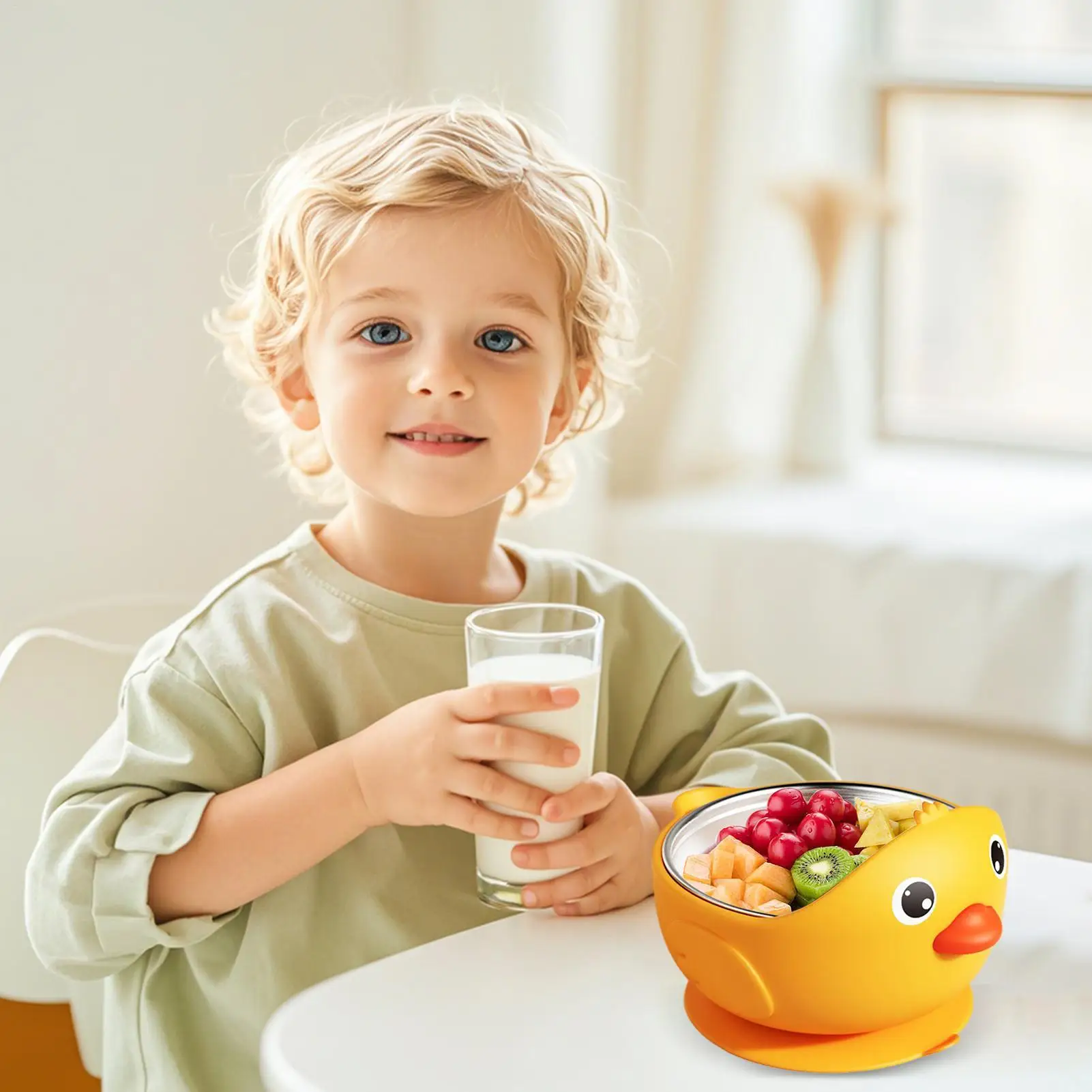 Suction Baby Bowl Cartoon Food Container For Kids Shock-Resistant Anti-Slip Baby Bowls For Self-Feeding Practice First Solids