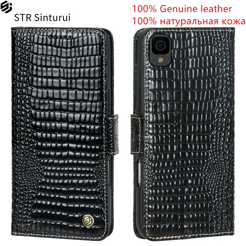 

STR 100% Genuine leather lizard grain card Slot Wallet Cover For TCL Ion X 30 SE LE V 5G 30+ TCL30 30E 306 305 Flip phone Case