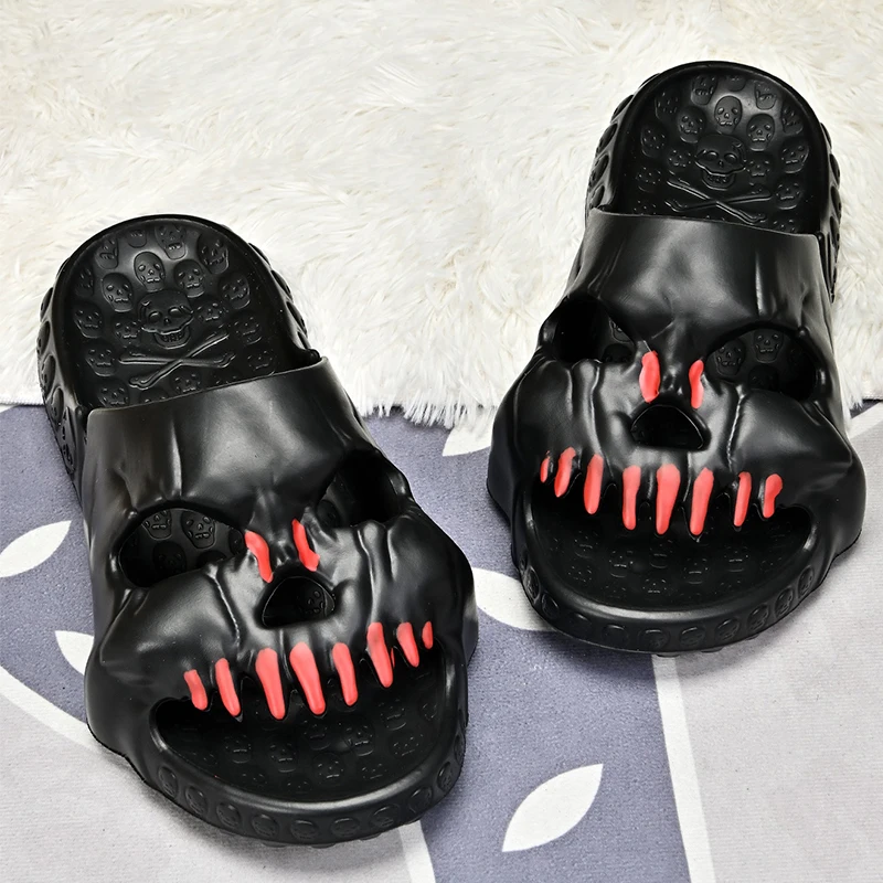 2024 Skull Design Women Slippers Men Outdoor Novelty Slides Thick Sole Platform Beach Shoes Unisex Non-slip Women Sandals 36-47