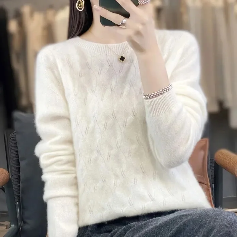 

2024 New Sweaters Women Casual O-neck Solid Jumpers Pullovers Spring Autumn Sweater Winter Warm Knitwear Bottoming Shirt