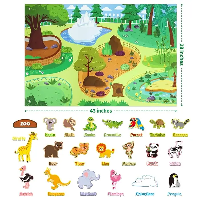 Zoom Tier Filz Geschichte Bord Montessori Frühen Lernen Spielzeug Themen Storytelling Flanell Spielzeug Interaktive Spiel Wand Hängen Geschenke – Detail 5