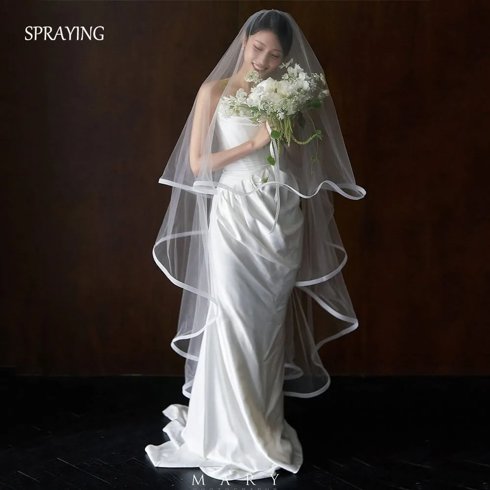 

SPRAYING Ivory O Neck Satin Corset Wedding Dress Korea Photo Shoot Elegant Mermaid Long Bridal Gowns Customized 웨딩드레스 2025