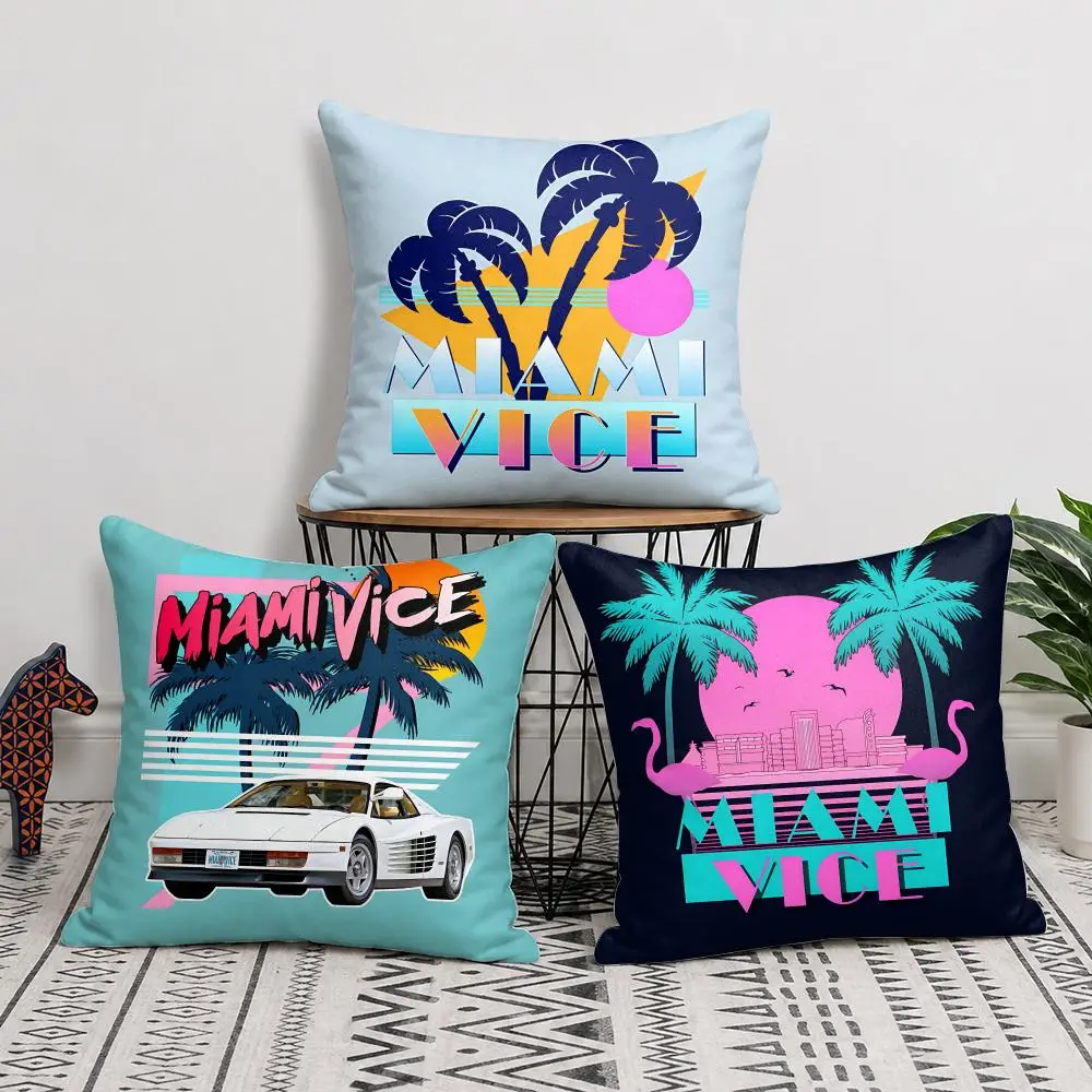 Miami Vice Movie Cool Cushion Cover Silky Short Plush Invisible Zipper Dustproof Sofa Pillow Case For Home Decor