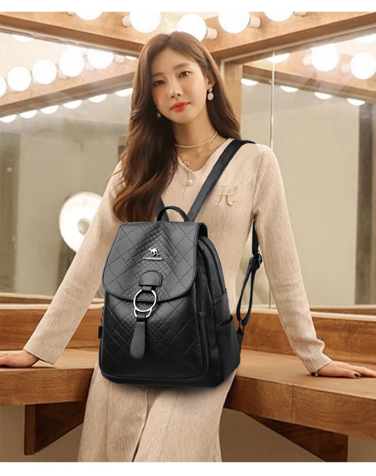 2023 New Fashion Women\'s Backpack High Quality Leather Fashion Women\'s Bag High Capacity Travel Women\'s Backpack Handbag