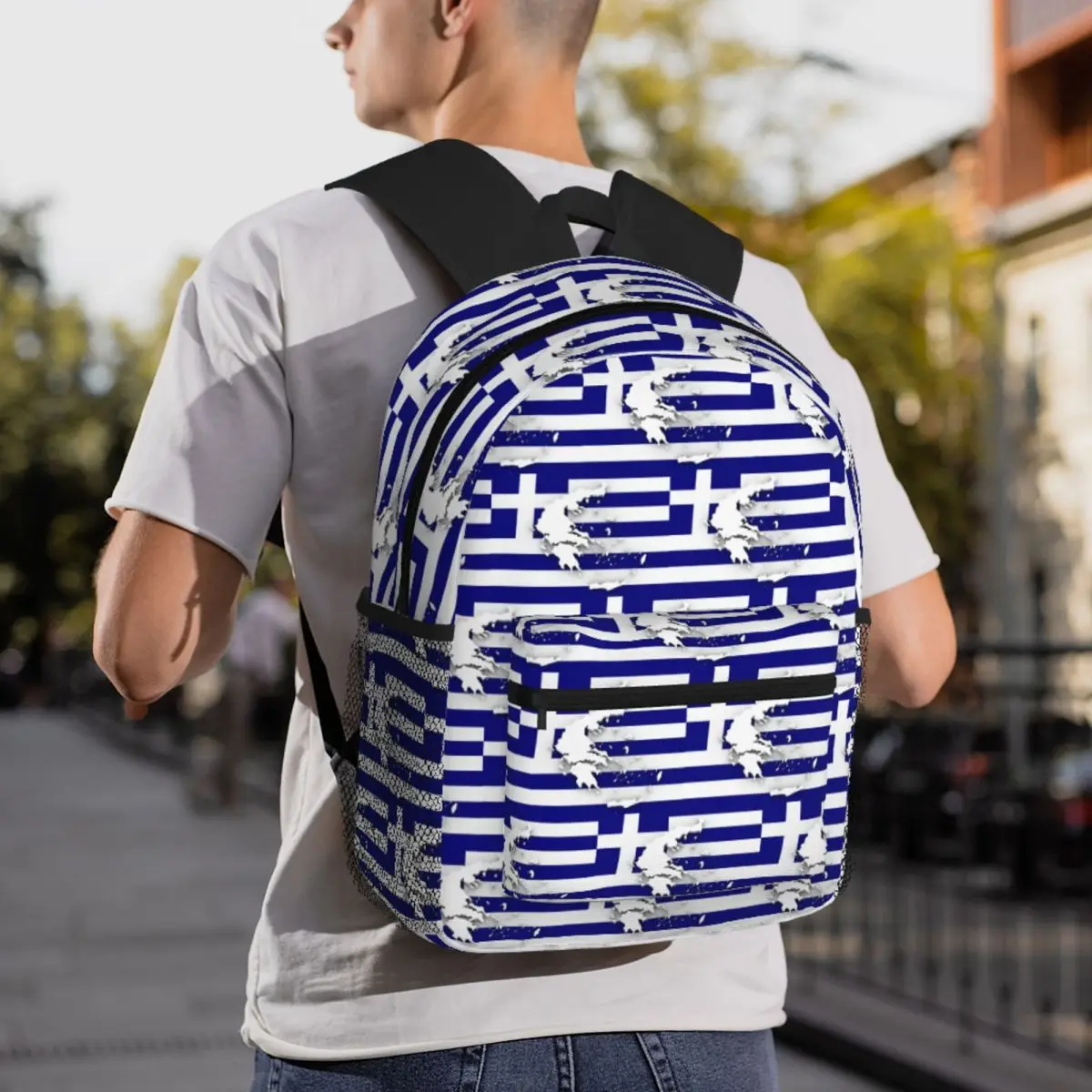 

Greece Greek Territory With Flag Backpack Daypack Large Capacity Children BookBag School Bag Shoulder Bags for Men Women