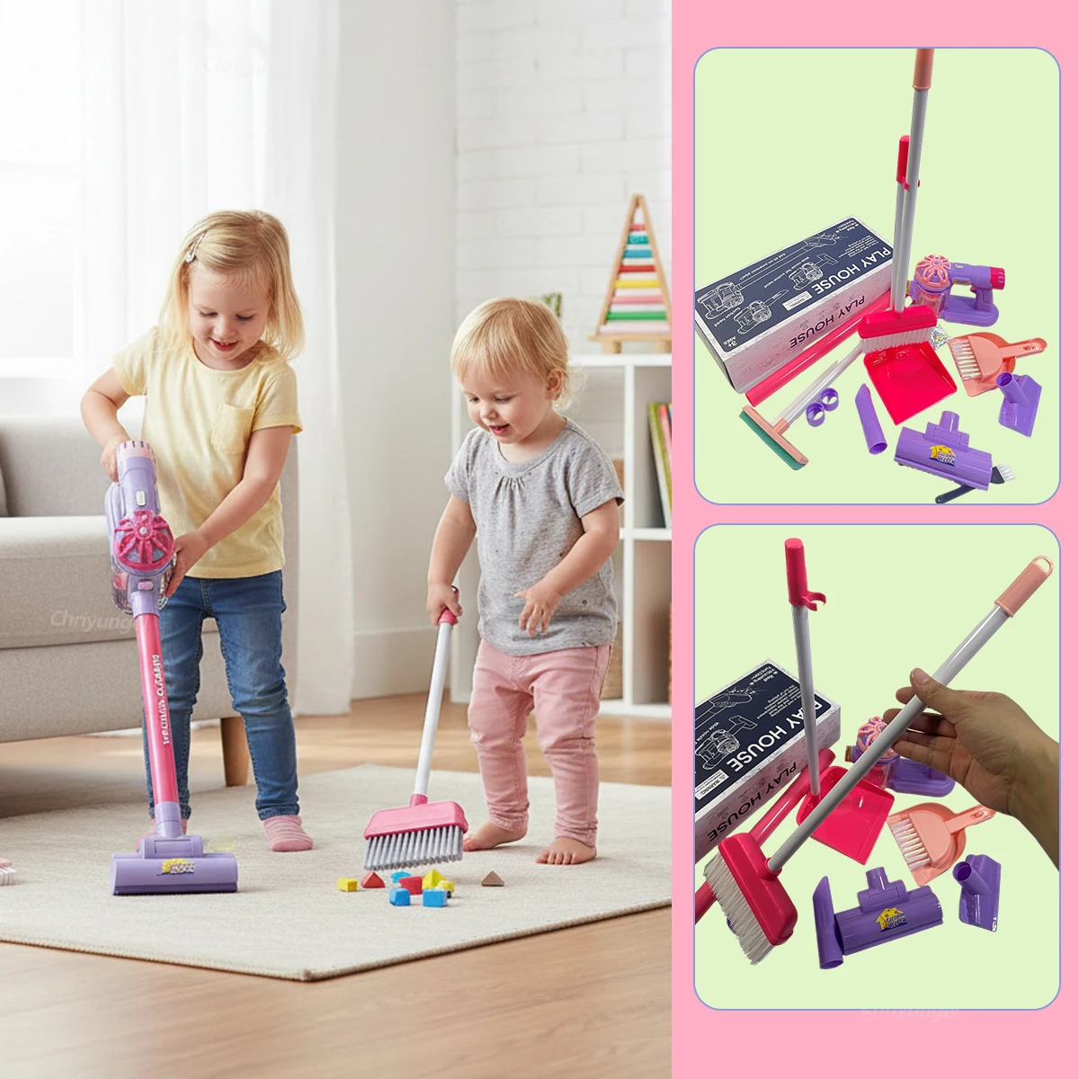 Kinderen Stofzuiger Speelgoedset Fantasiespel Reinigingsspeelgoed Realistisch Huishouden Educatief Speelgoed Cadeaus voor Peuters Jongens Meisjes