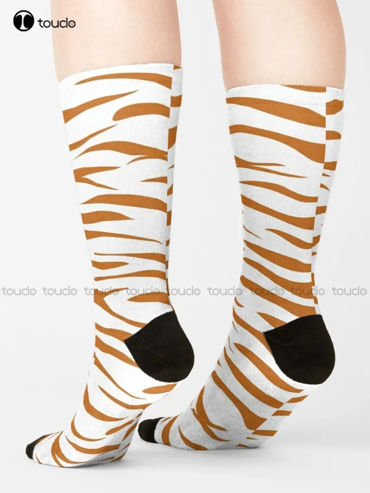 Zebra - Orange Socks Socks Youth Harajuku Personalized Custom Unisex Adult Teen Youth Socks 360° Digital Print Retro Colorful