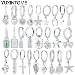 925 Sterling Silver Ear Needle Vintage Geometric Silver Earrings Tassel Pendant Hoop Earrings for Women Fashion Jewelry Gift