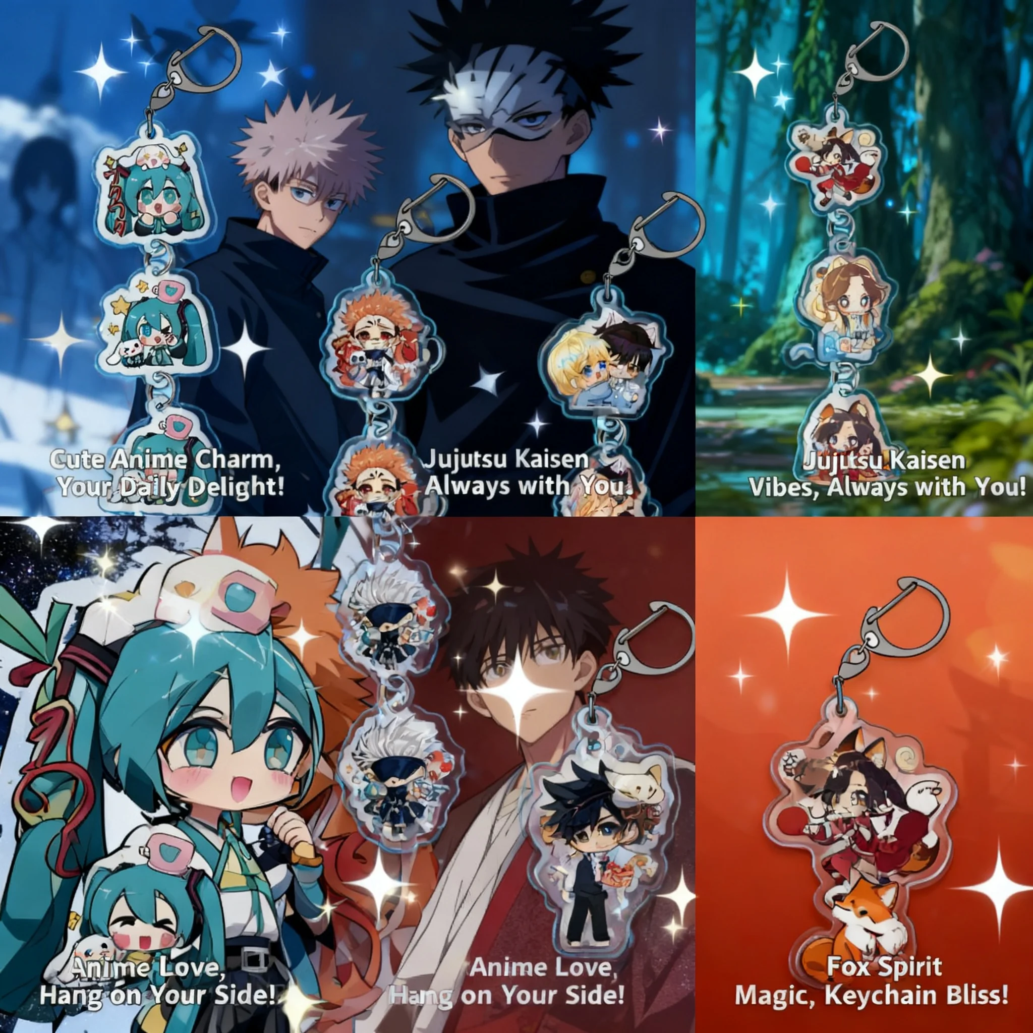 

Custom Acrylic Keychain Anime Figures DIY Photo Charm Cartoon Pendant Genshin Impact Demon Slayer Vocaloid Hatsune Miku Gift
