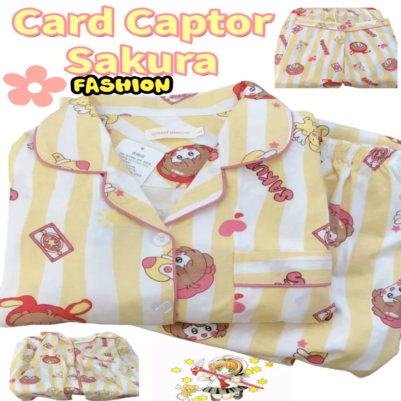

Card Captor Sakura Pajamas Cute and Fashionable Cartoon Style Cotton Long-Sleeve and Long-Pant Set Birthday Gift for Friends