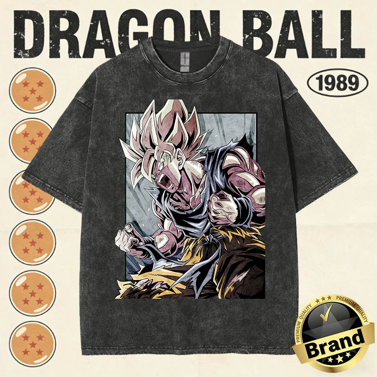 2026 Summer Dragon Ball Z Goku & Vegeta T-Shirt, 100% Cotton Heavyweight Washed, Oversized Gym Streetwear for Men Women Kids