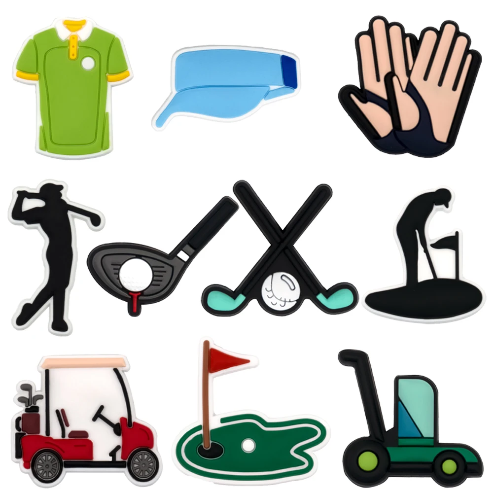 1/10PCS Golf Shoes Charms Clothes Cues Ball Cap Shoes Clips Decorations Cars Gloves Garden Sandals Accessories for Women Girls