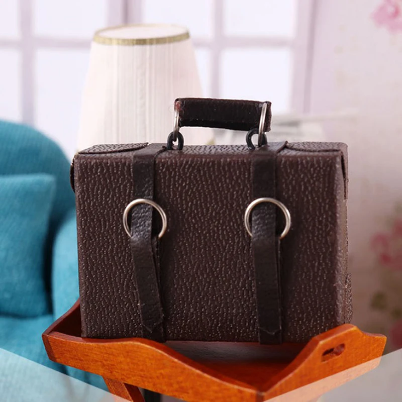 Maleta de Cuero en Miniatura para Casa de Muñecas, Modelo de Maleta Vintage de Simulación, Decoración para Casa de Muñecas, Accesorios de Juguete, Regalo