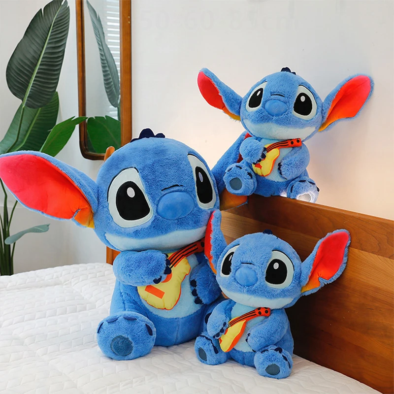 Kawaii Stitch Plüschtier, spielt Gitarre, niedliche Stich-Stoffpuppe für Kinder, Geburtstag, Weihnachten, Geschenk, perfekt für Claw Machine Redemption