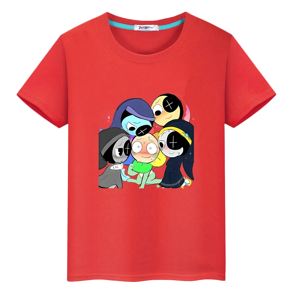 Dandys World print t shirt for kids boy 10year 100%Cotton Tees Cartoon Tops anime Short pride tshirt y2k one piece girls clothes