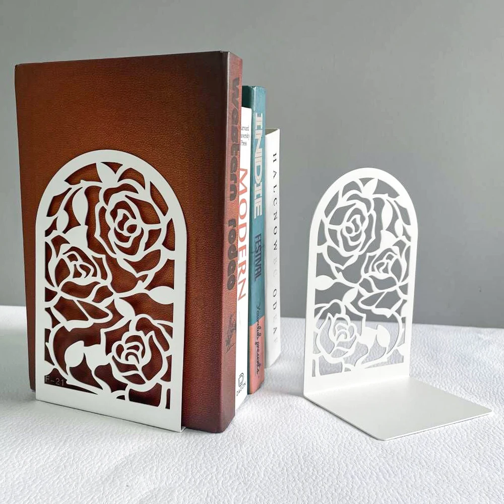 Imagem -06 - Rose Book Ends For Lovers Book End For Heavy Books Rack Holder para Casa e Escritório Desktop Gift para Mulheres e Homens Pcs Estilo