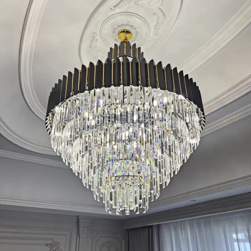 Lustre Hanging Lamp Suspension Luminaire Lampen For Dinning Room Home Deco Crystal Collection LED Black Gold Chandelier Lighting