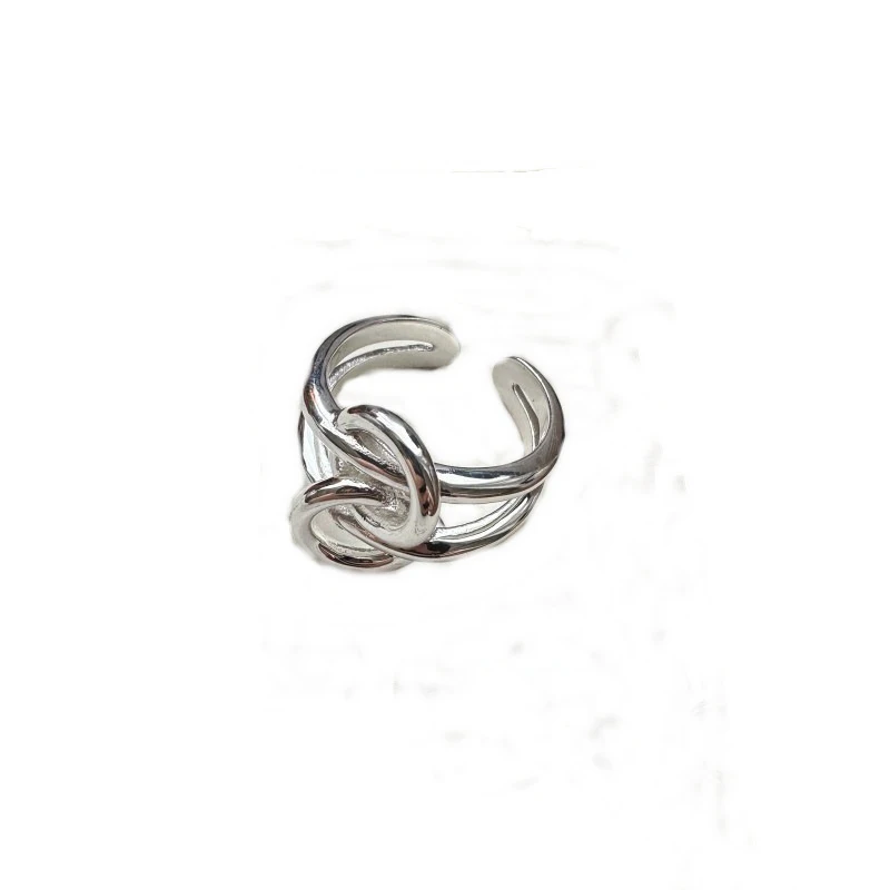 Mewanry Silver Color Chain Double-layered Open Ring For Women Couples New Fashion Creative Personality Party Jewelry Accessories