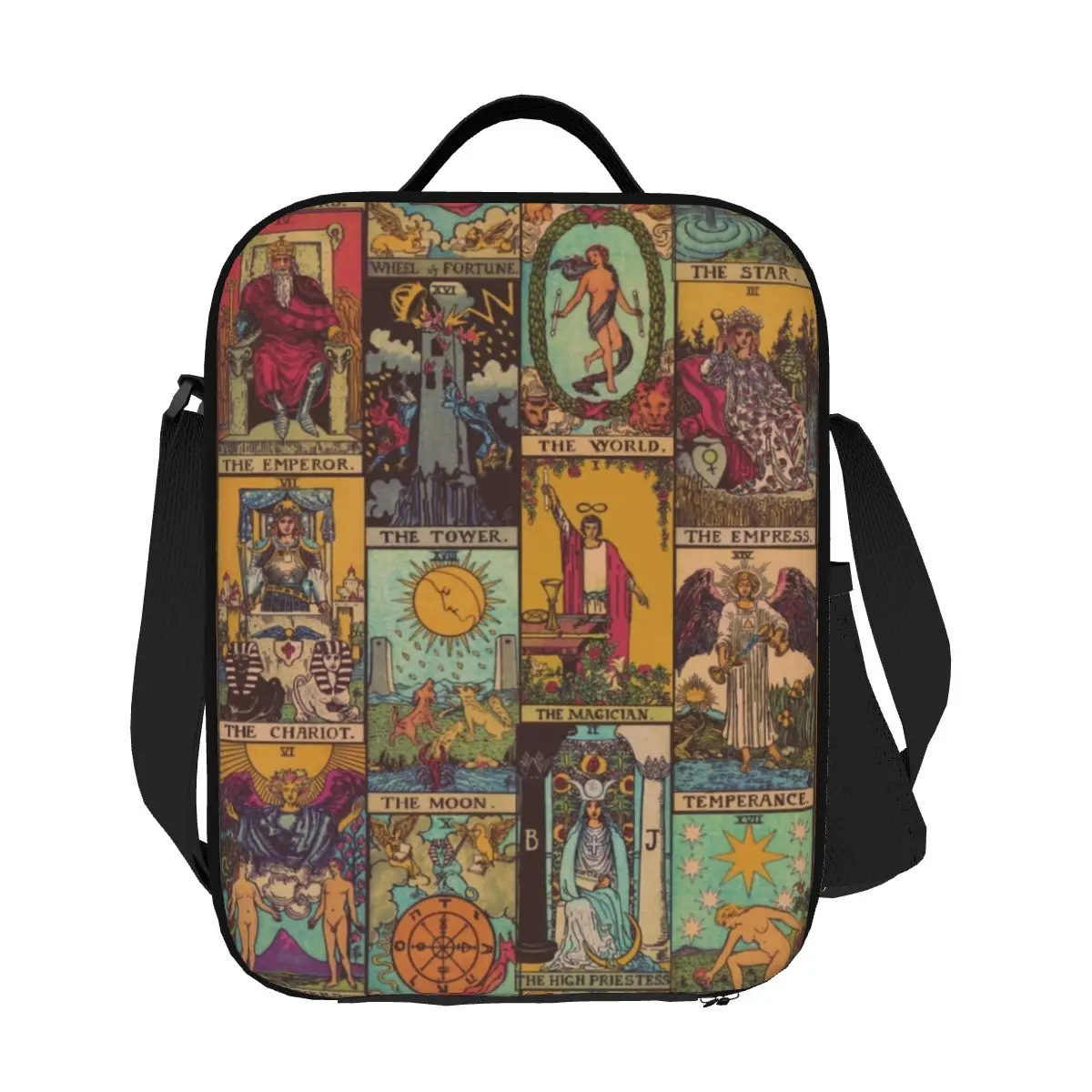 

Custom The Major Arcana Of Tarot Vintage Patchwork Lunch Bag Women Witch Thermal Cooler Insulated Lunch Boxes for Adult Office