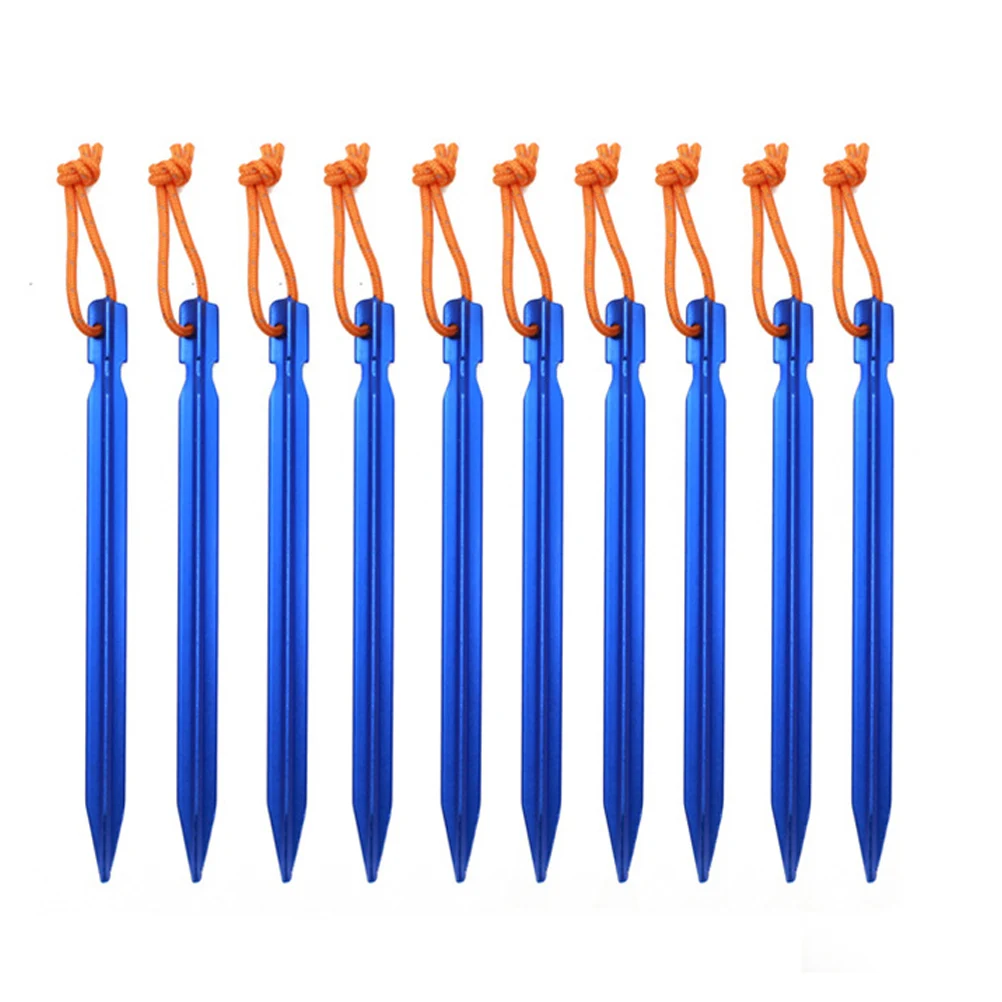 

Tent Stakes Lightweight Aluminum Alloy Camp Pegs Reflective Ropes Hiking Accessories 2 Tents Strong Ground Anchors Outdoor