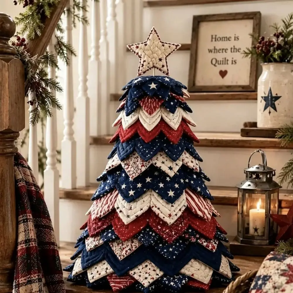 Floral Fabrics Christmas Tree Patchwork Set Material Pack Hanging Kit DIY Sewing Kit Creative Design Home Decoration