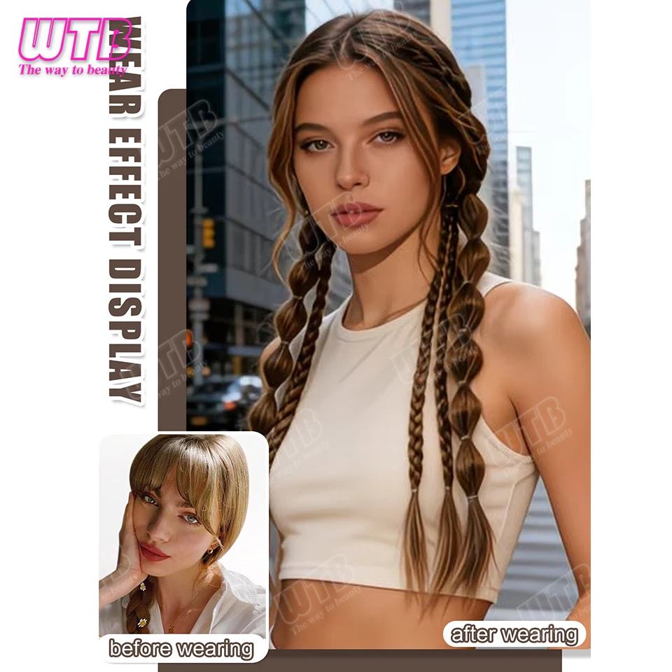 Synthetic Ponytail Wig for Women Elastic Band Style Bubble Ponytail Braided Wig Suitable for Daily Wear and Holidays