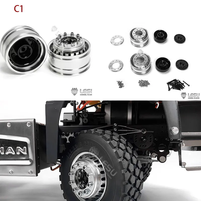 

LESU1/14 Truck model toy Aluminum alloy simulated front wheel hub modified accessory W-2018-C2