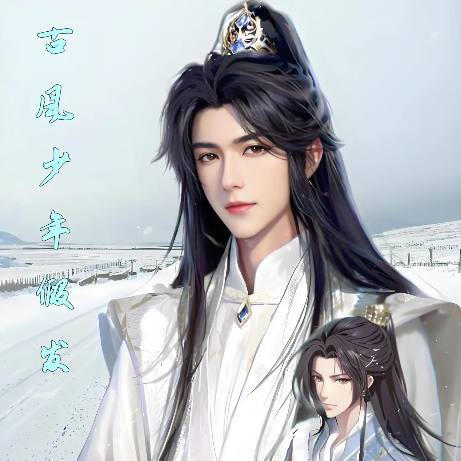 Wuxia Cosplay Wig for Li Xiangyi, Black Long Straight Hair with Clip Ponytail Unisex Ancient Style Full Head