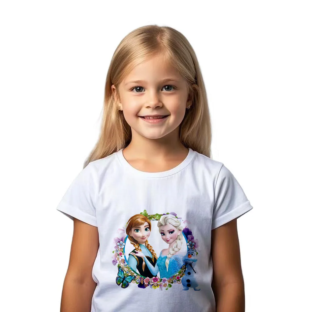 

Frozen Elsa Anna Princess Disney Print Kids Tshirt Girls Clothes 2 3 4 5 6 7 8 Years Birthday Baby Girls T-Shirts