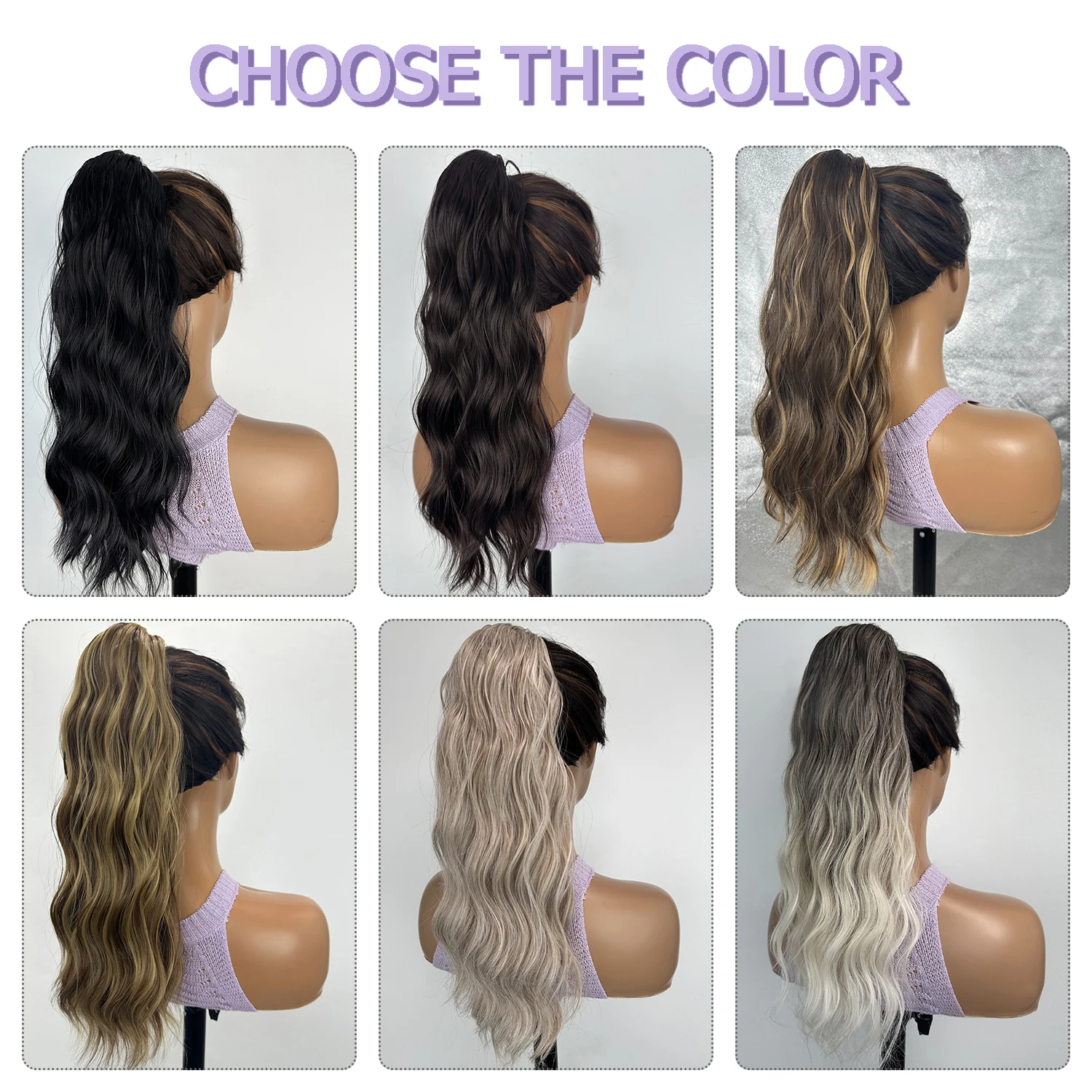 الاصطناعية موجة طبيعية الرباط ذيل حصان تمديد 18 بوصة طويلة متموجة كليب في ذيل حصان هيربيسي للاستخدام اليومي للحفلات 2026