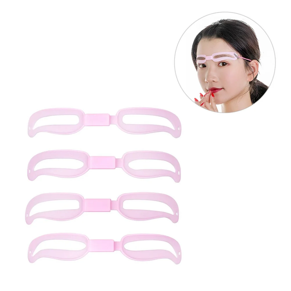 5 Sets Reusable Eyebrow Stencils Handheld Grooming Tool For Natural Woman Lady Pink Makeup Accessories