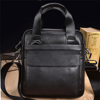 Top Handle Men Bag Male Genuine Leather Handbag Black Travel Cowhide Shoulder for Tablet Office Briefcase Totes