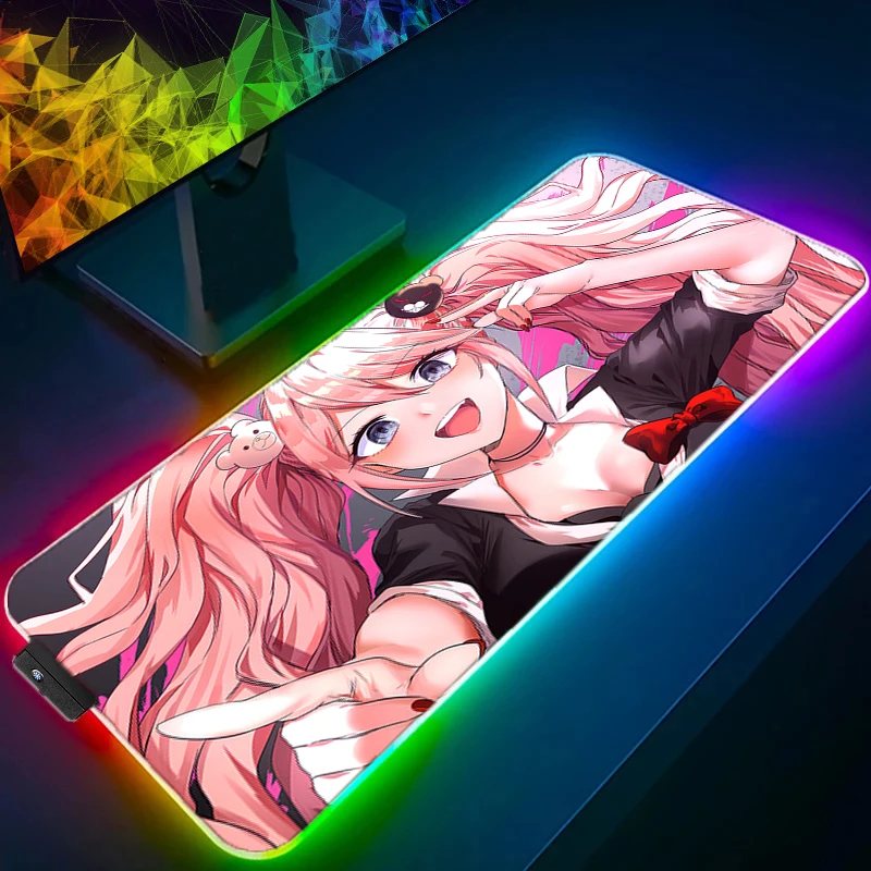 

RGB LED D-danganronpa Junko Enoshima Desk Mat Carpet Desk Accessories Gamer Mausepad Mouse Pad Mousepad Office Tables Mouse Mats
