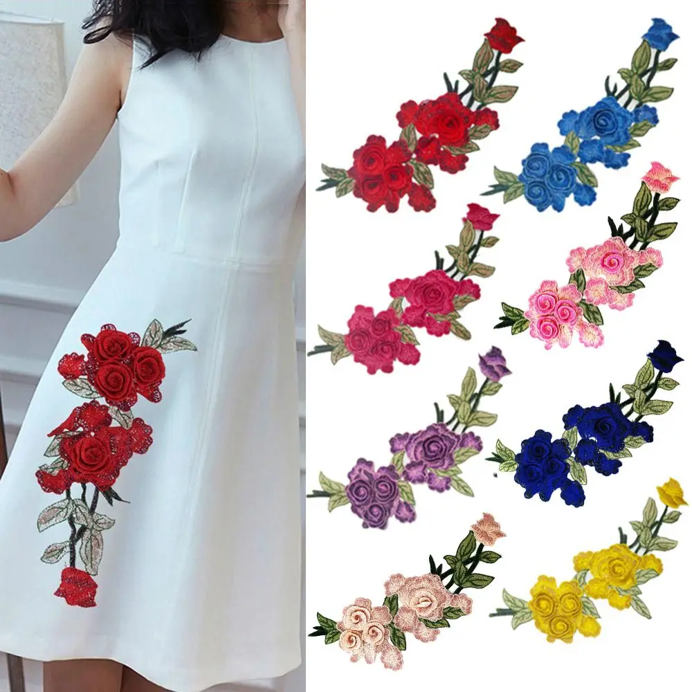 

Polyester Embroidered Sew On Jeans Decor 3D Flower Applique Patch