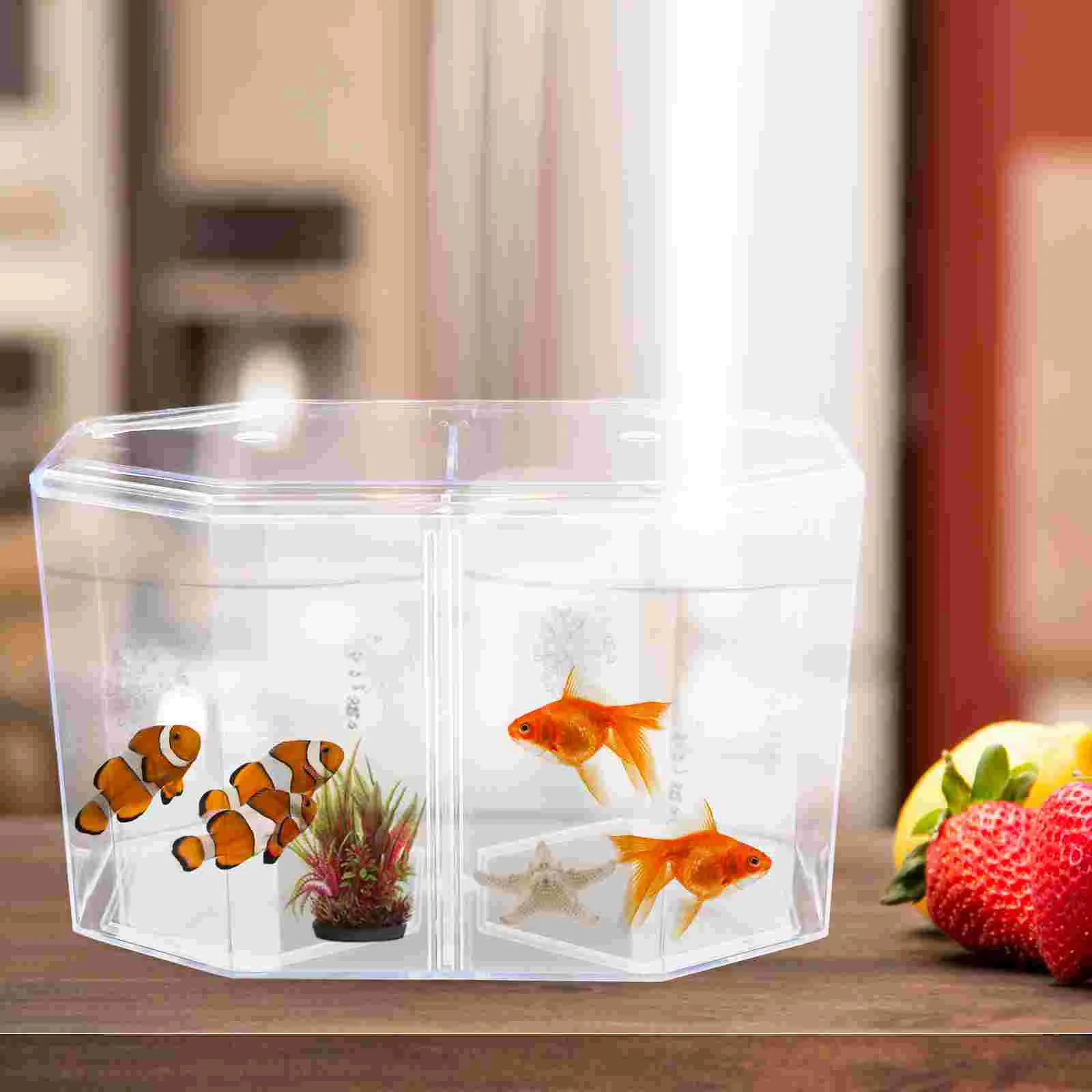 

Acrylic Fish Tank Breeding Box Safe Fine Grinding Material 2 Compartments Tropical Aquarium Isolation Container