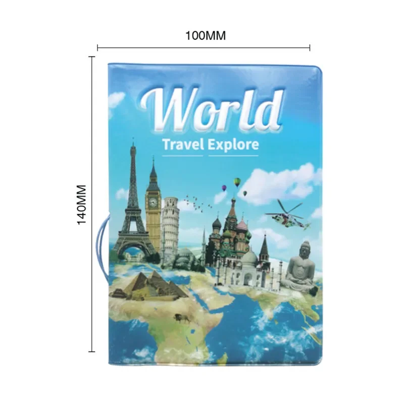World Trip Travel Passport Holder Travel Explore Passport Cover Case Sleeve with ID Credit Cards Pocket Slot Travel Accessories